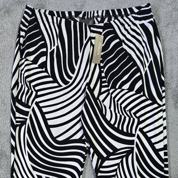 Chico's Travelers NWT Black White Abstract Swirl Pull On No Tummy Pants PETITE - Picture 4 of 9